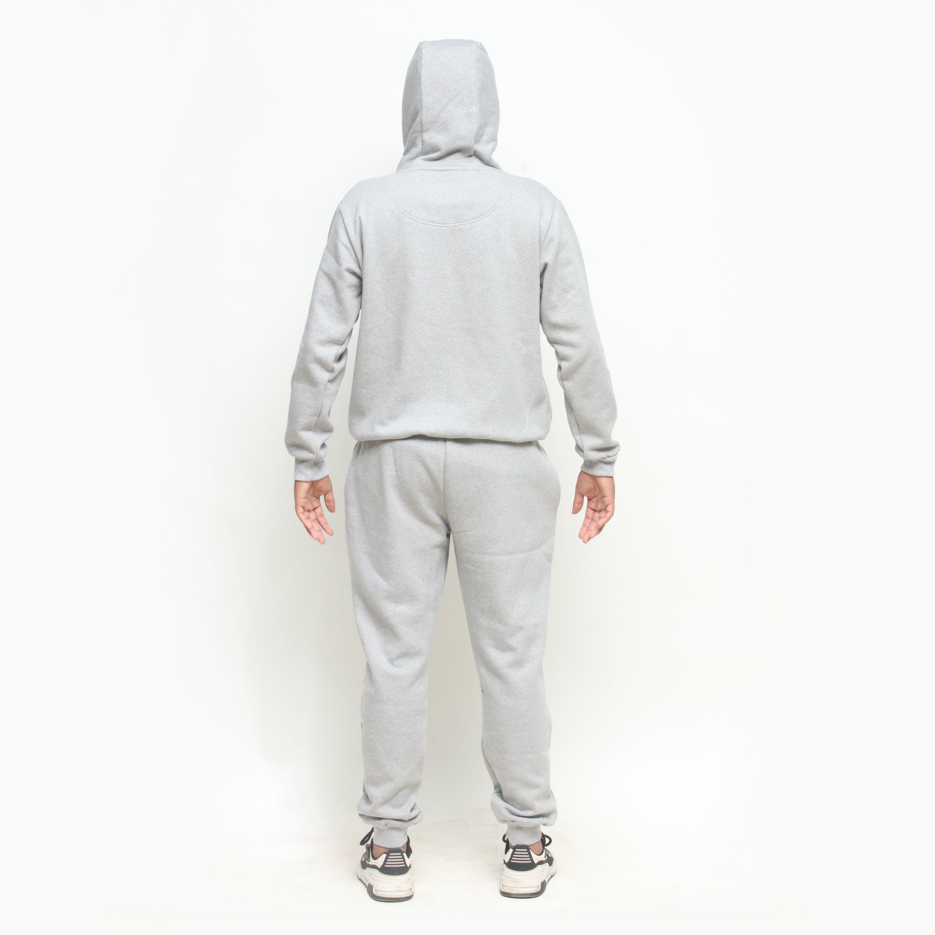 Embroidered Heather Grey Hooded Tracksuit