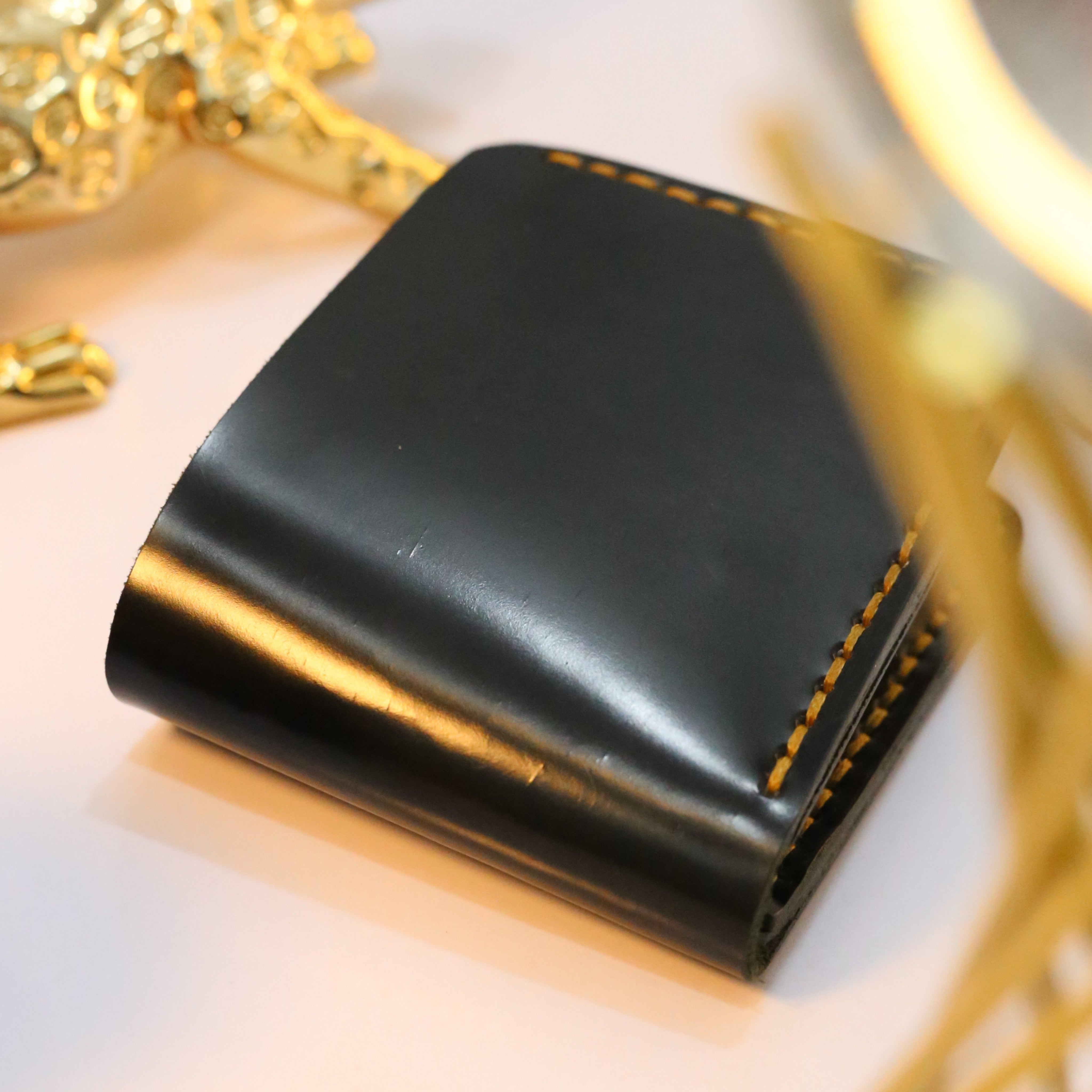 W2 Bi-Fold Handmade Leather Wallet Black
