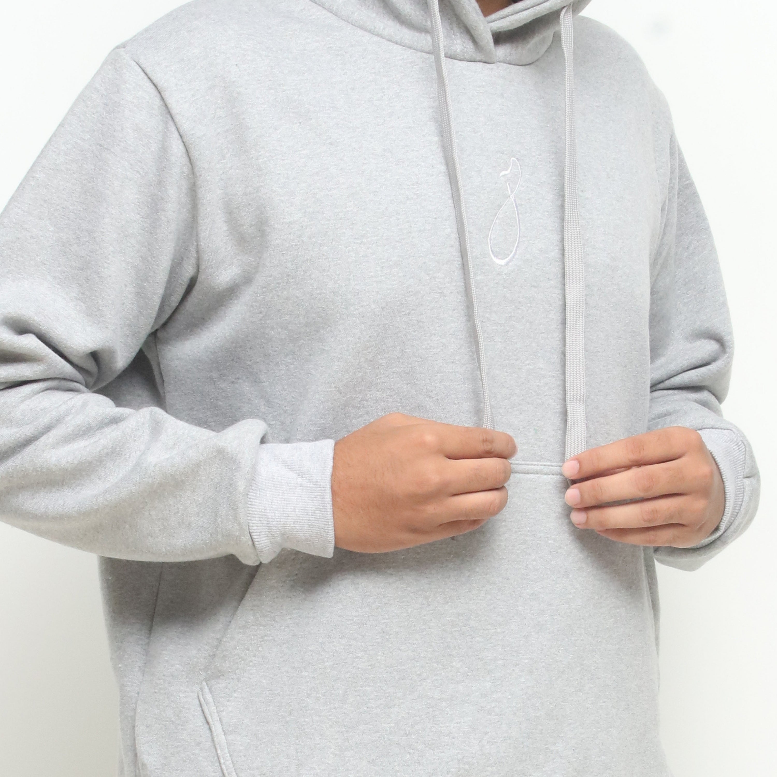 Embroidered Heather Grey Hooded Tracksuit