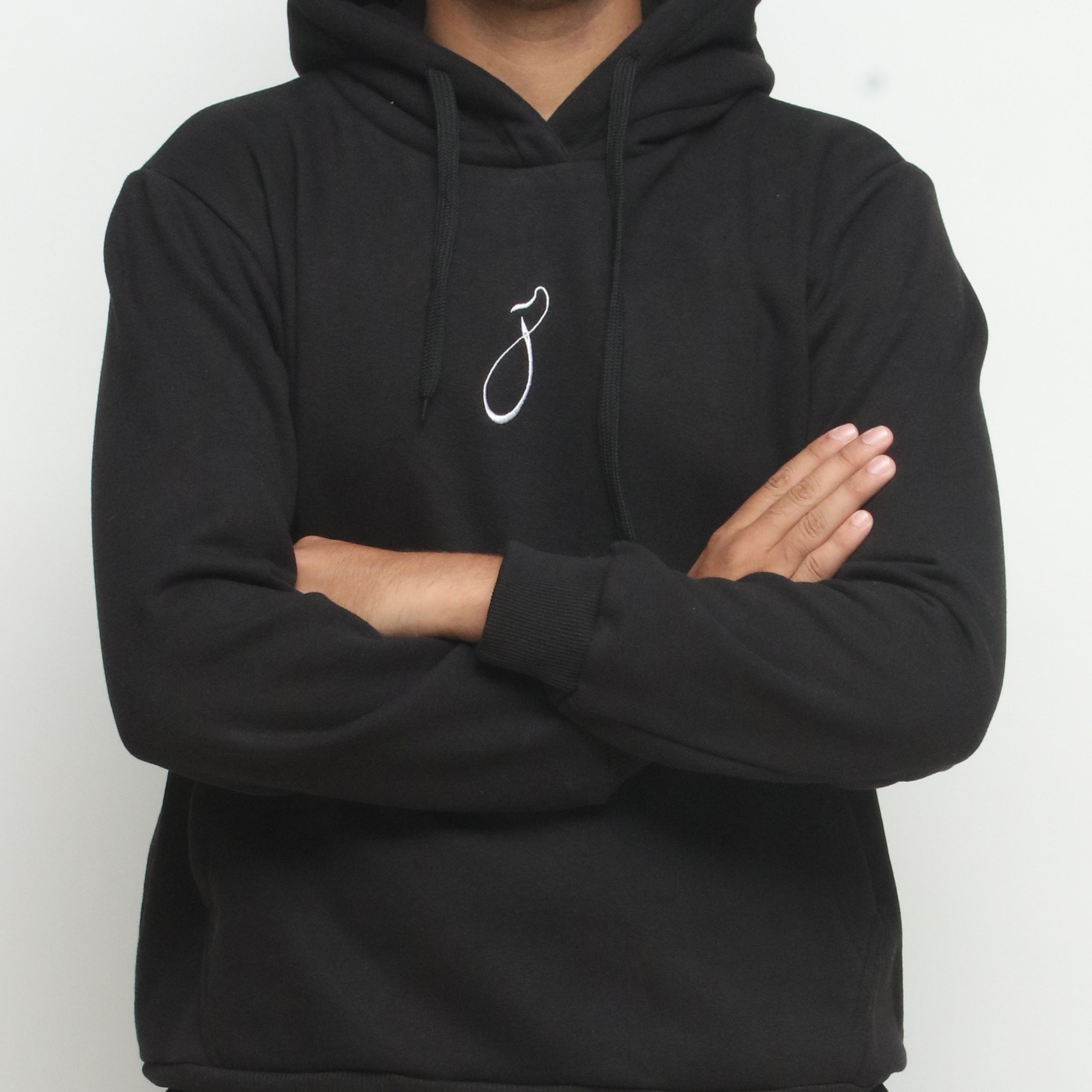 Embroidered Black Hooded Tracksuit