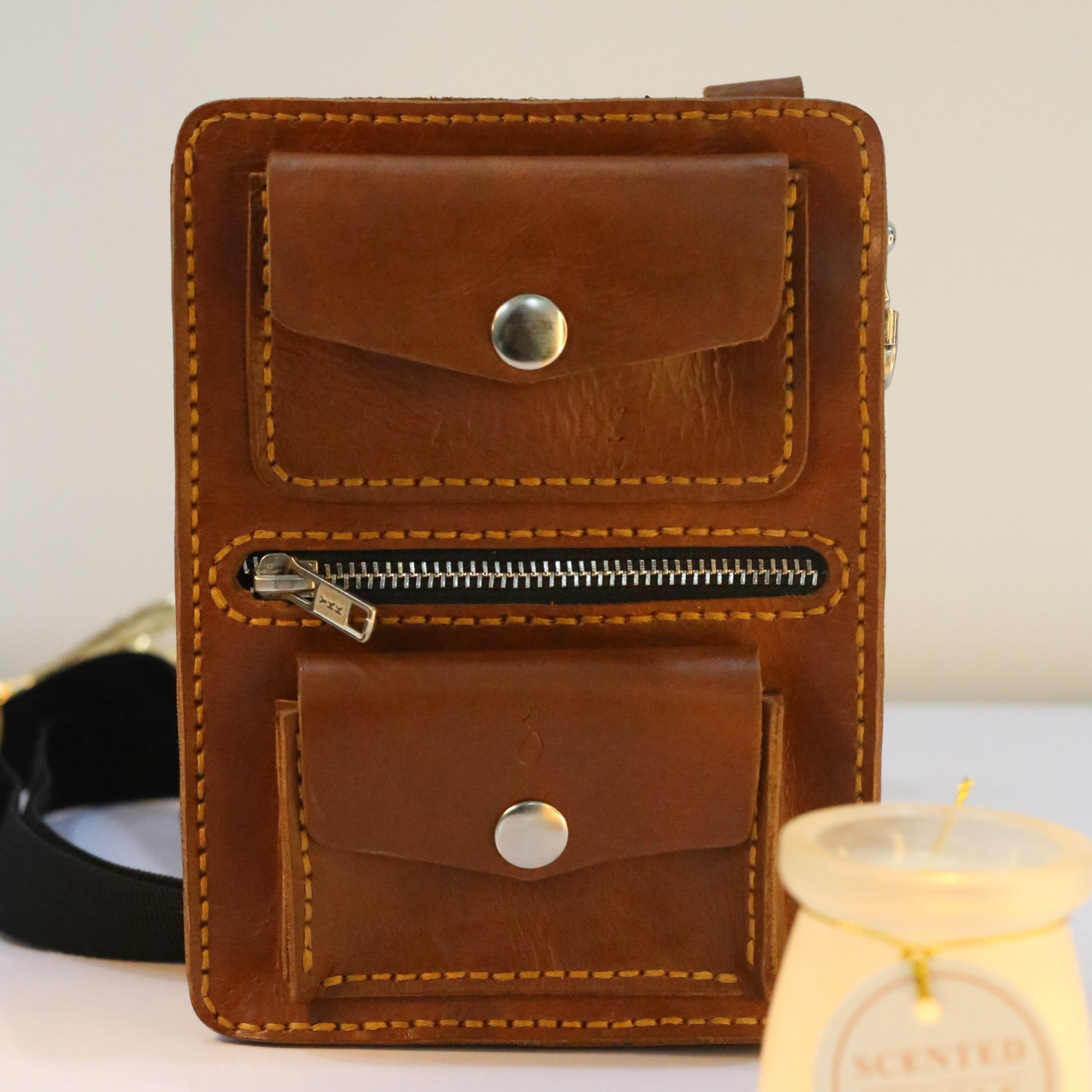 B1 Handmade Leather Crossbody Bag Brown