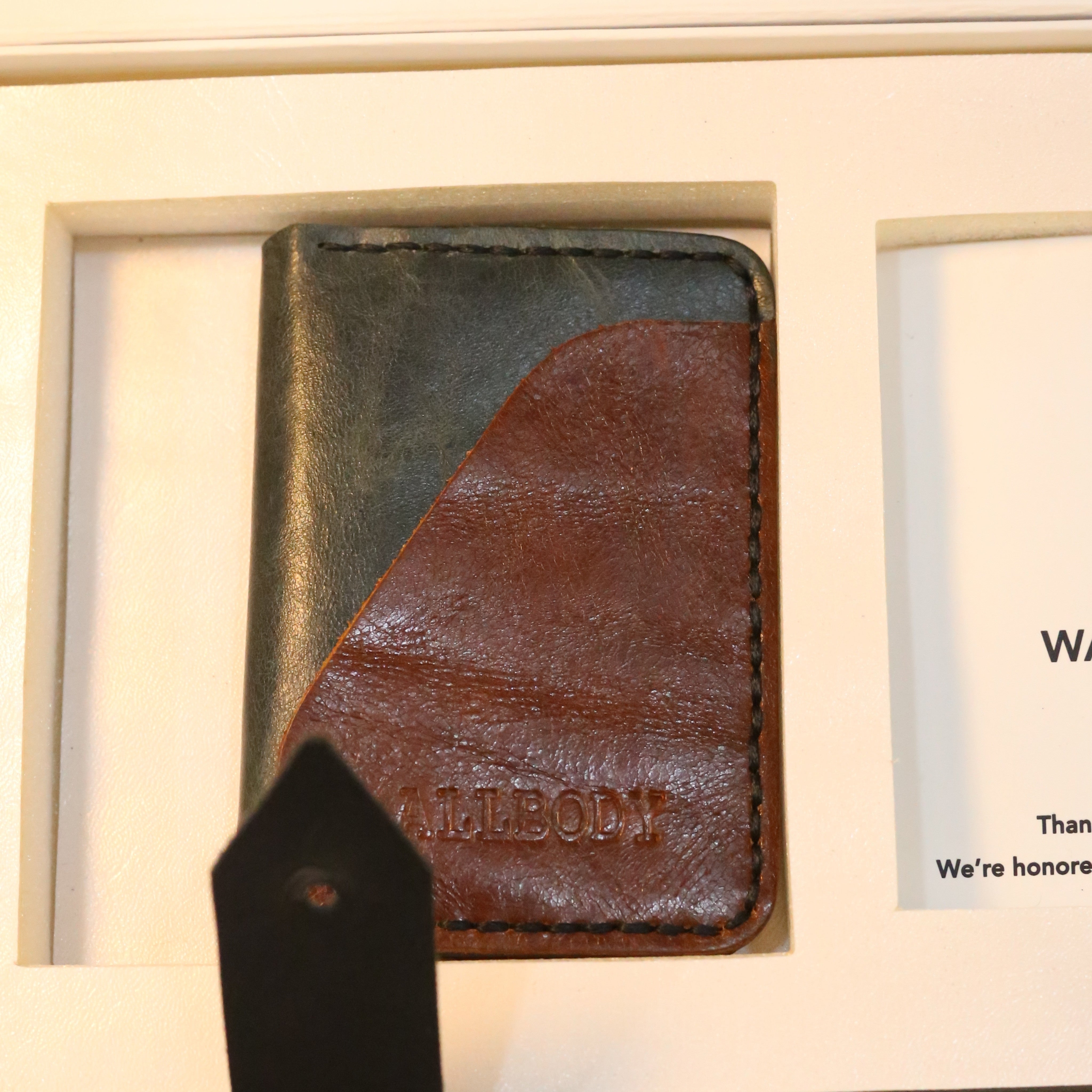 W4 Handmade Leather Wallet Stone Green & Brown