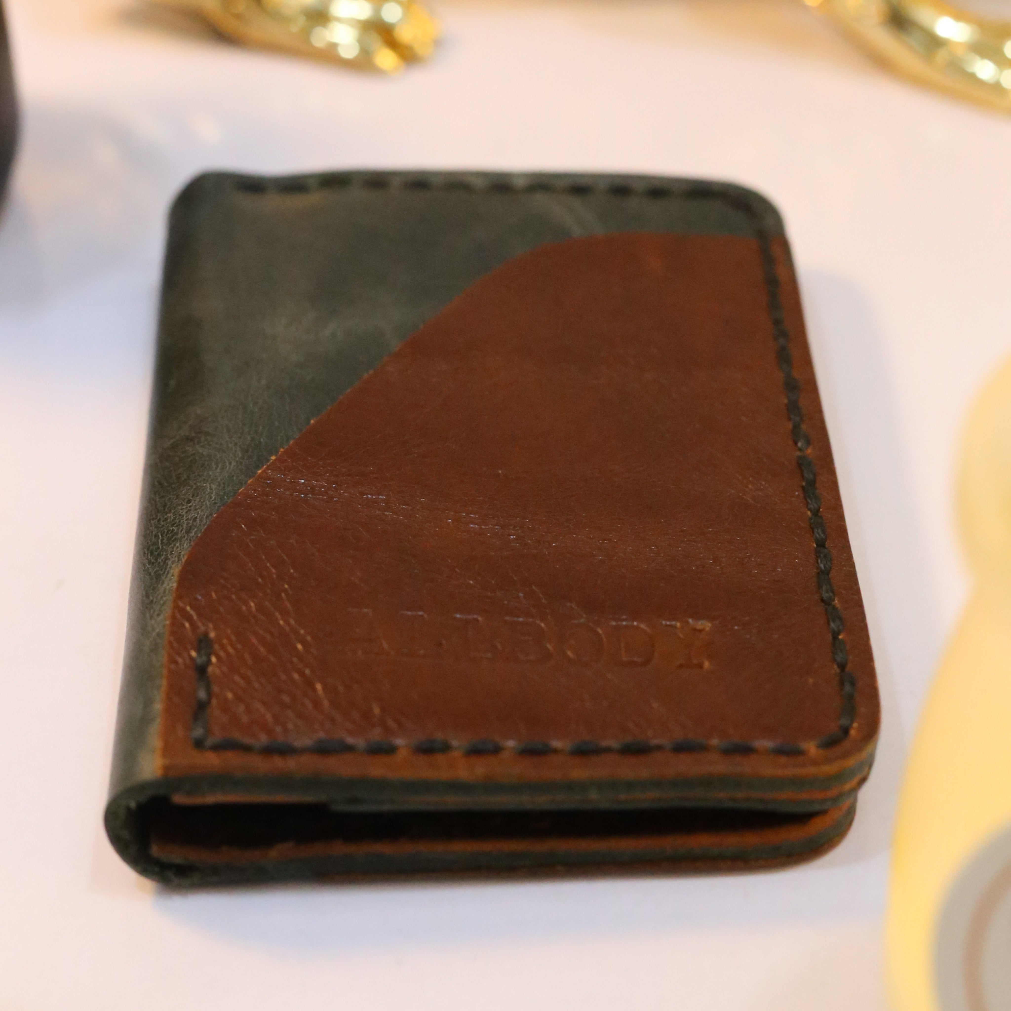 W4 Handmade Leather Wallet Stone Green & Brown