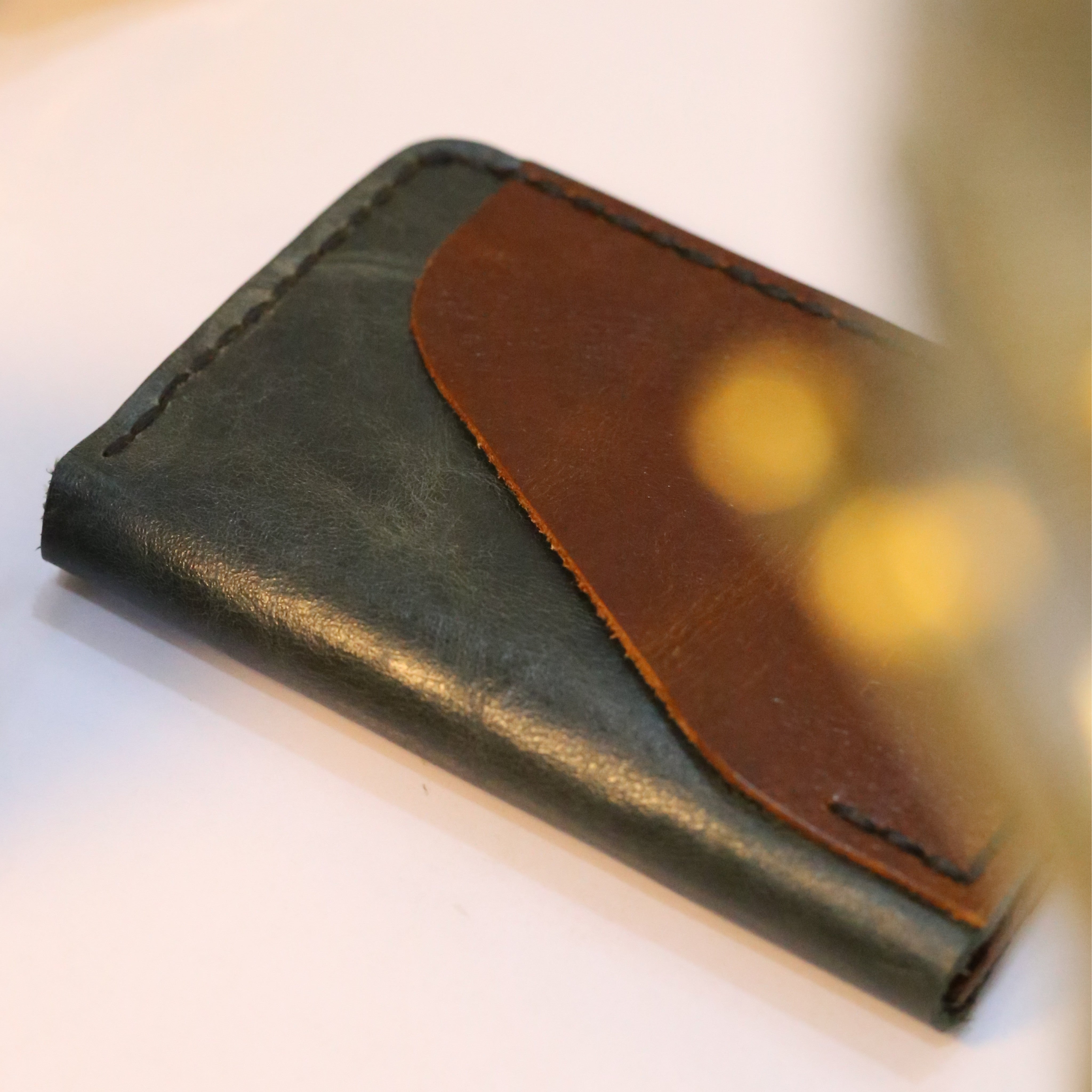 W4 Handmade Leather Wallet Stone Green & Brown