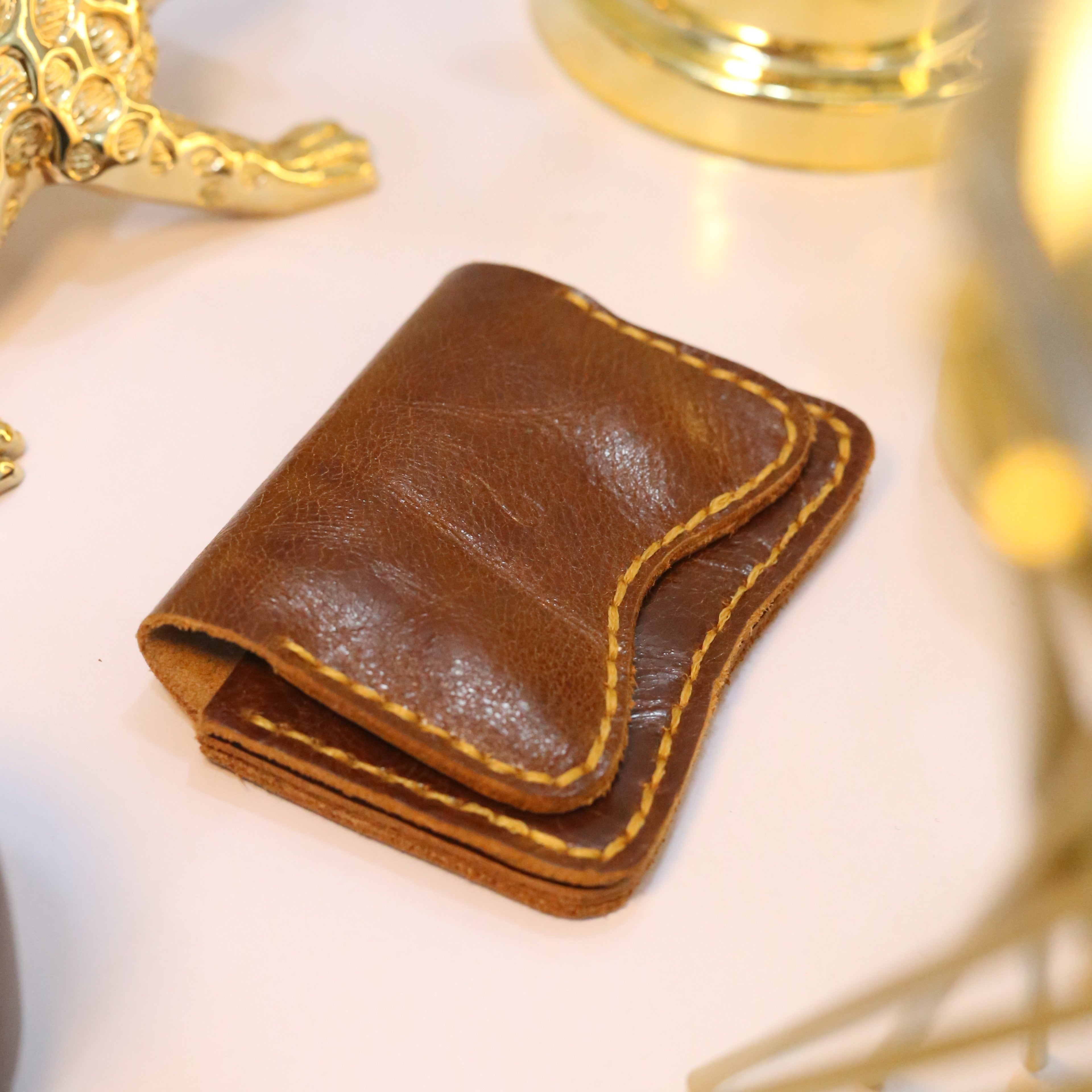 W1 Handmade Leather Card Holder Brown