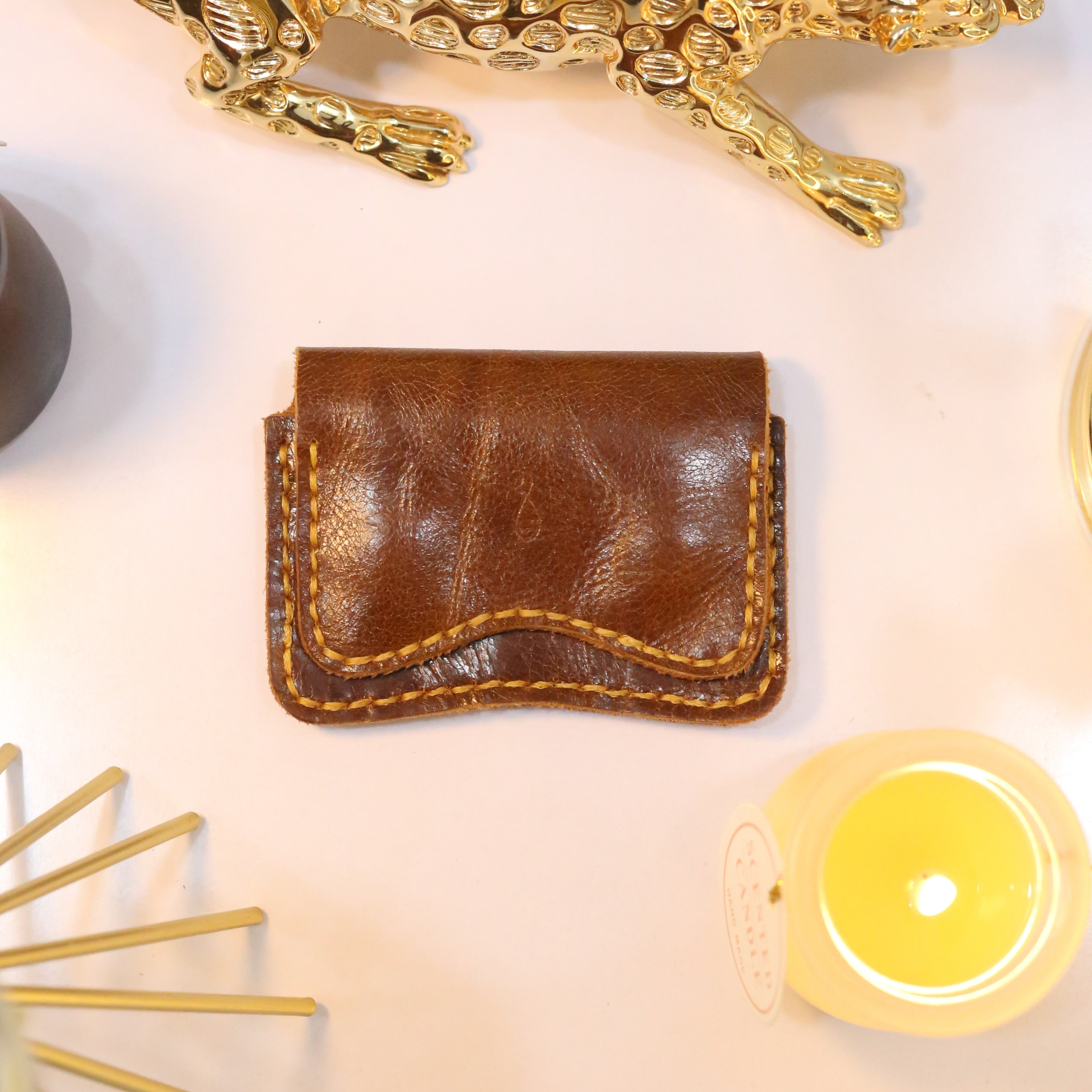 W1 Handmade Leather Card Holder Brown